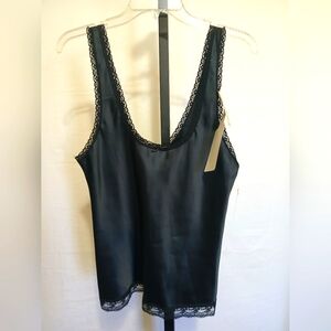 Black Lace Trim Tank Top